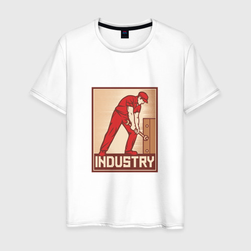 Мужская футболка из хлопка с принтом Промышленность, вид спереди №1