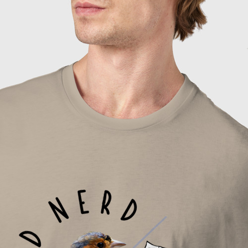 Мужская футболка хлопок Птица ботаник, цвет миндальный - фото 6
