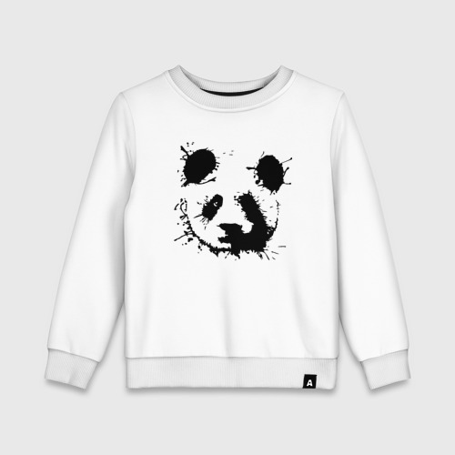 Детский свитшот хлопок Прикольный панда - клякса, цвет белый