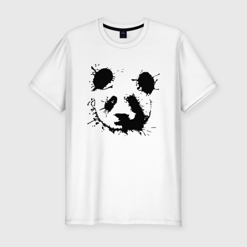 Мужская футболка приталенная из хлопка с принтом Прикольный панда - клякса, вид спереди №1