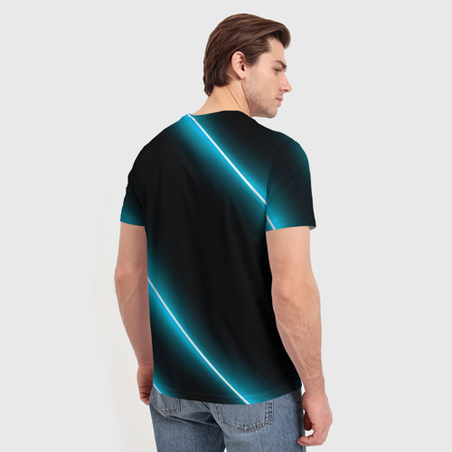 Мужская футболка 3D с принтом Honda неоновые лампы, вид сзади #2