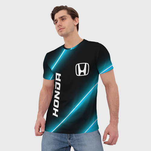 Мужская футболка 3D с принтом Honda неоновые лампы, фото на моделе #1