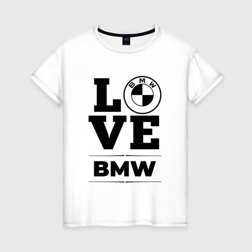 Женская футболка хлопок BMW love classic, цвет белый