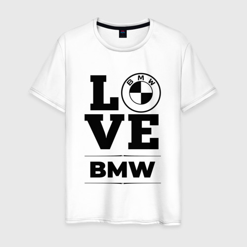 Мужская футболка хлопок BMW love classic, цвет белый