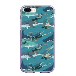 Ныряльщики и акулы - паттерн – Чехол для iPhone 7Plus/8 Plus матовый с принтом купить