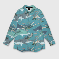 Ныряльщики и акулы - паттерн – Мужская рубашка oversize 3D с принтом купить