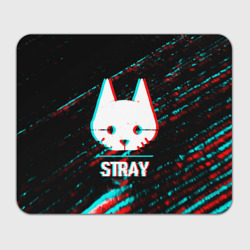 Прямоугольный коврик для мышки Stray в стиле glitch и баги графики на темном фоне