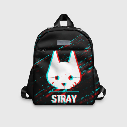 Детский рюкзак 3D Stray в стиле glitch и баги графики на темном фоне