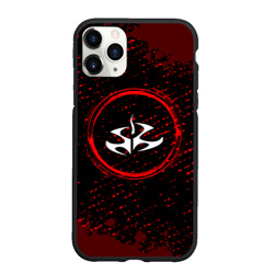 Чехол для iPhone 11 Pro Max матовый Символ Hitman и краска вокруг на темном фоне