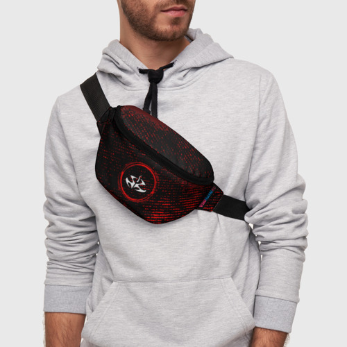 Поясная сумка 3D Символ Hitman и краска вокруг на темном фоне - фото 3