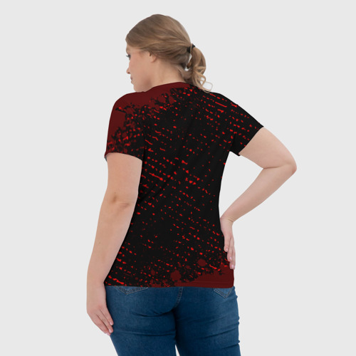 Женская футболка 3D Символ Hitman и краска вокруг на темном фоне, цвет 3D печать - фото 7