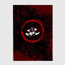 Постер Символ Hitman и краска вокруг на темном фоне