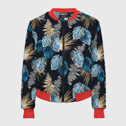 Женский бомбер 3D Свет неоновых листьев