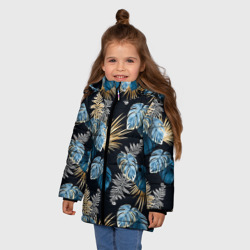 Зимняя куртка для девочек 3D Свет неоновых листьев - фото 2
