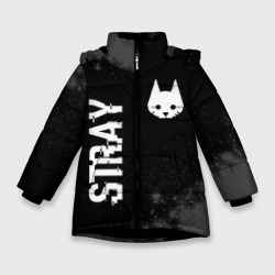 Зимняя куртка для девочек 3D Stray Glitch на темном фоне