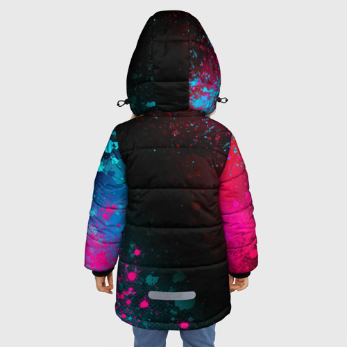 Зимняя куртка для девочек 3D God of War - neon gradient, цвет черный - фото 4