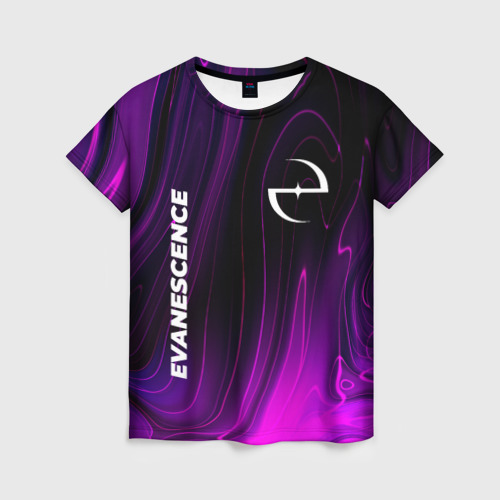 Женская футболка с принтом Evanescence violet plasma, вид спереди №1