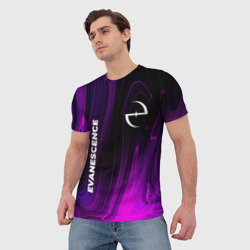 Мужская футболка 3D Evanescence violet plasma - фото 2