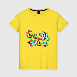 Женская футболка хлопок Go-Go аппликация разноцветные буквы