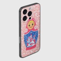 Чехол для iPhone 16 Pro силиконовый с защитой камеры Матрешка в узорах - фото 2