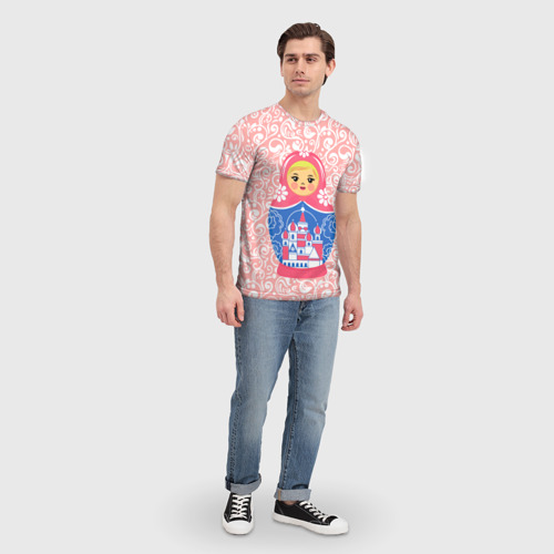 Мужская футболка 3D Матрешка в узорах, цвет 3D печать - фото 5