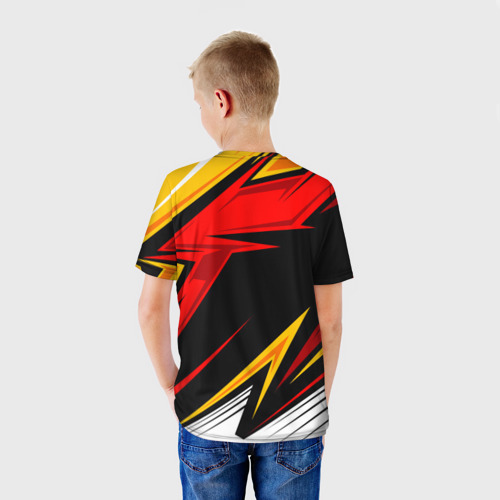 Детская футболка 3D с принтом ПОРШЕ - RED SPORT, вид сзади #2