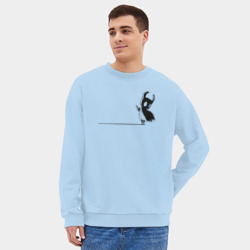 Мужской свитшот oversize без начеса хлопок Hollow Knight на краю - фото 2