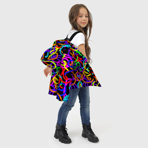 Зимняя куртка для девочек 3D Неоновый беспорядок, цвет черный - фото 6