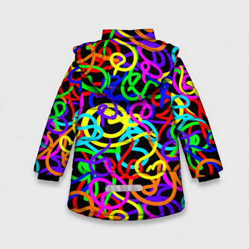 Зимняя куртка для девочек 3D Неоновый беспорядок, цвет черный - фото 2