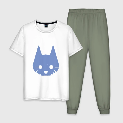 Мужская пижама с белой футболкой хлопок Stray Blue
