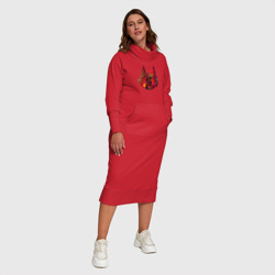 Платье с принтом Кот из игры Stray для женщины, вид на модели спереди №6. Цвет основы: красный