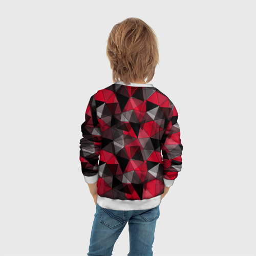 Детский свитшот 3D Красно-серый геометрический, цвет 3D печать - фото 6