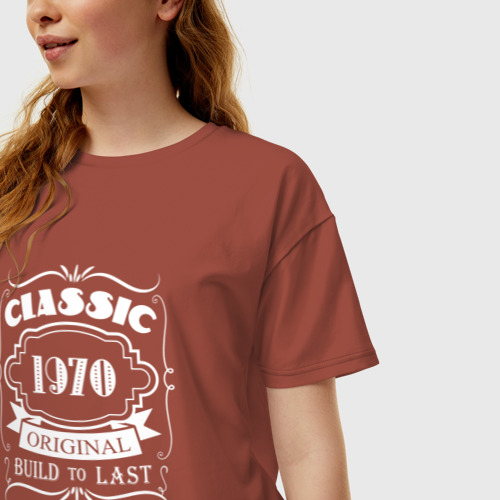 Женская футболка хлопок Oversize 1970 - classic, цвет кирпичный - фото 3