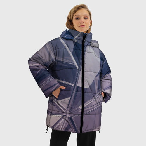 Женская зимняя куртка Oversize Стеклянная мозаика - текстура, цвет черный - фото 3