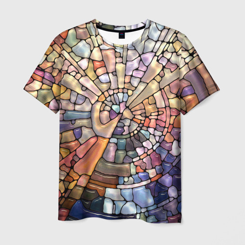 Мужская футболка 3D Объёмный витраж - мозаика, цвет 3D печать