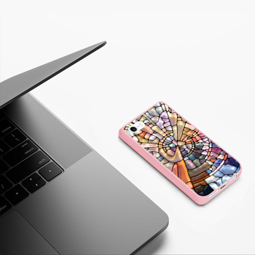 Чехол для iPhone 5/5S матовый Объёмный витраж - мозаика, цвет баблгам - фото 5