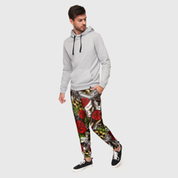 Мужские брюки 3D Мафия - кастеты, гранаты, пистолеты и розы - фото 2