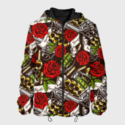 Мужская куртка 3D Мафия - кастеты, гранаты, пистолеты и розы