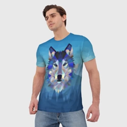 Мужская футболка 3D Лоу Поли Волк Арт - фото 2