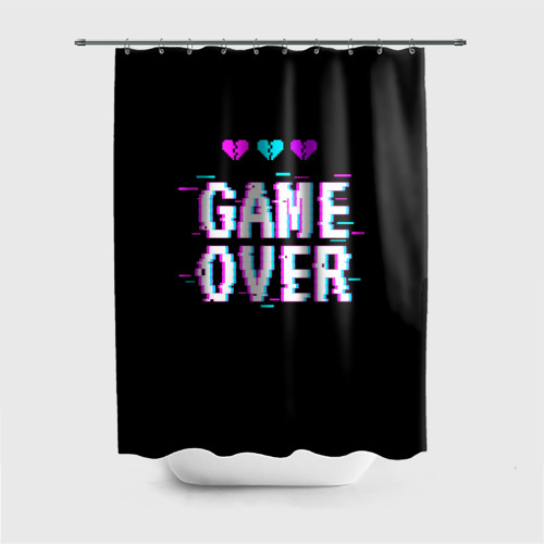 Штора 3D для ванной Game over pixels