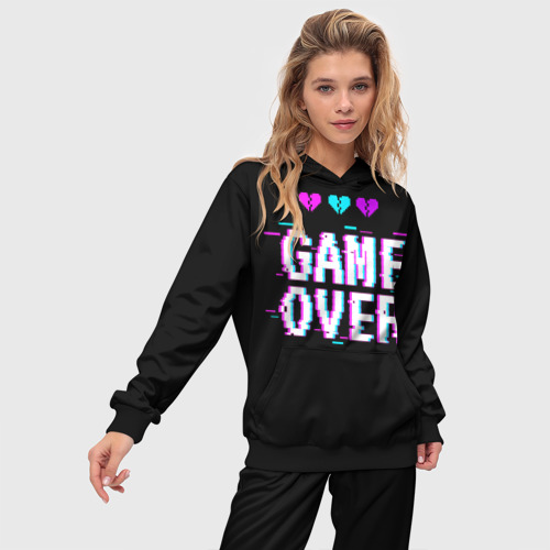 Женский костюм с толстовкой 3D Game over pixels, цвет черный - фото 3