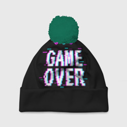 Шапка 3D c помпоном Game over pixels