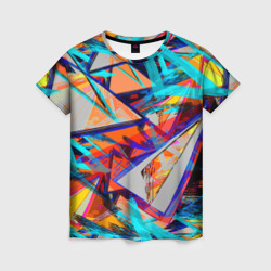 Женская футболка 3D Яркий неоновый абстрактный узор