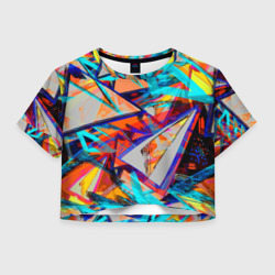 Женская футболка Crop-top 3D Яркий неоновый абстрактный узор