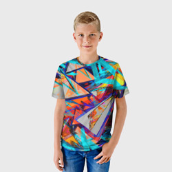 Детская футболка 3D Яркий неоновый абстрактный узор - фото 2