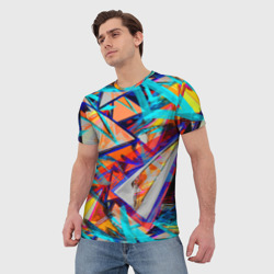 Мужская футболка 3D Яркий неоновый абстрактный узор - фото 2