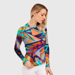 Женский рашгард 3D Яркий неоновый абстрактный узор - фото 2