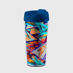 Термокружка-непроливайка Яркий неоновый абстрактный узор