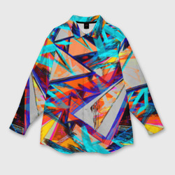 Мужская рубашка oversize 3D Яркий неоновый абстрактный узор