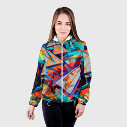Женская куртка 3D Яркий неоновый абстрактный узор - фото 2